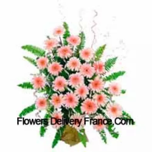 Cesto com 25 Gerberas Cor-de-Rosa