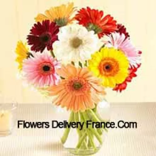 Marguerites colorées assorties dans un vase en verre