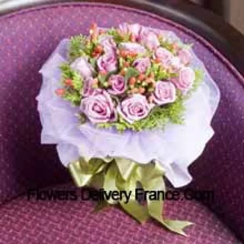 Bouquet de 11 roses roses claires