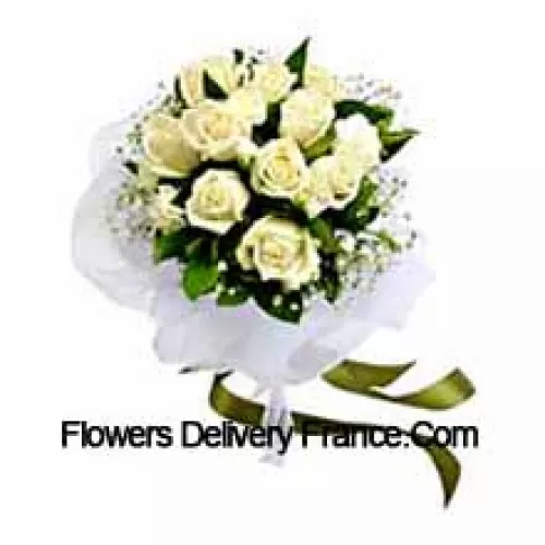 Bouquet de 11 roses blanches