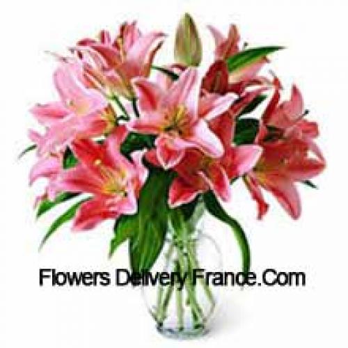 Cute Lilies in Glass Vase