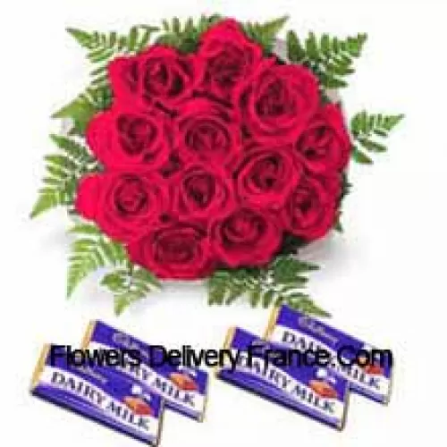 Ramo de 11 Rosas Rojas con Chocolates Variados