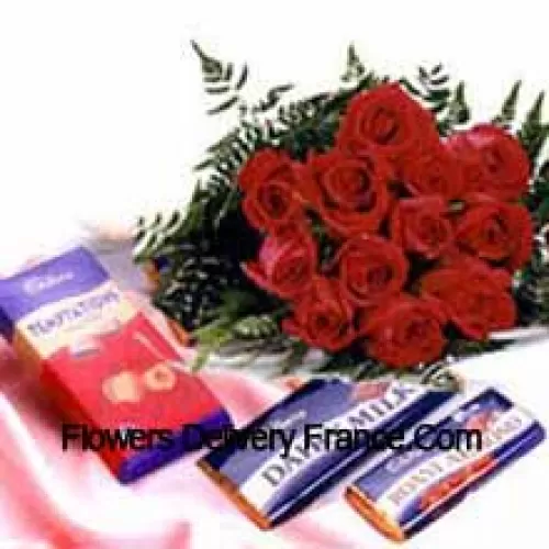 Mazzo di 11 Rose Rosse con Cioccolatini Assortiti