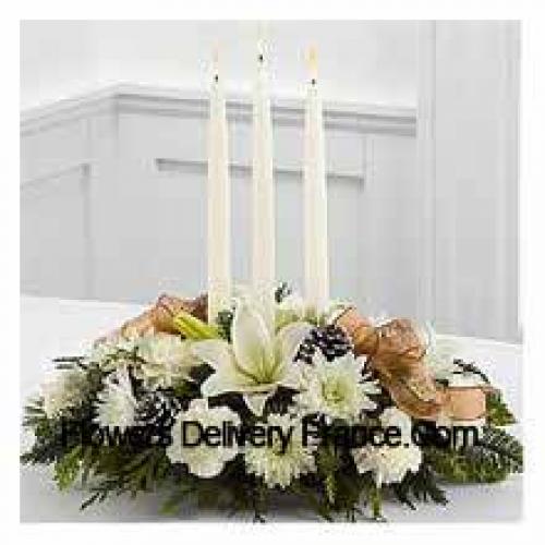 Centerpiece with Candles and Greens